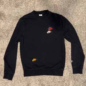 Nike Black Crewneck with Multicolor Logos